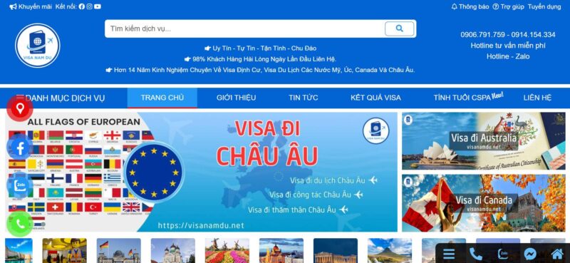 Website Visa Nam Du - Dịch vụ visa uy tín đi Châu Âu, Mỹ, Úc, Canada