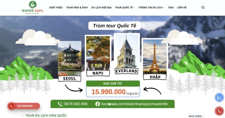 Công ty du lịch Master Life Travel chuyên tour quốc tế Hàn Quốc Pháp