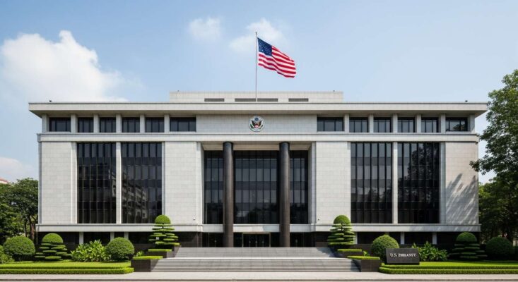Tòa nhà Đại sứ quán Hoa Kỳ tại Hà Nội, nơi phỏng vấn visa định cư Mỹ.