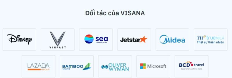 Top 10 công ty visa uy tín tại Quận 1 50 Đối tác của VISANA gồm nhiều thương hiệu lớn: Disney, VinFast, SEA Group, Jetstar, Midea, TH True Milk, Lazada Group, Bamboo Airways, Oliver Wyman, Microsoft, BCD Travel.