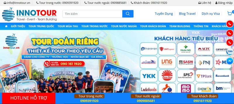 Innotour - Công ty TNHH Thương Mại Dịch Vụ Du Lịch Đổi Mới tại Quận Tân Bình, TP.HCM. Chuyên tour đoàn, MICE, team building, gala dinner, tour Á - Âu - Úc - Mỹ, dịch vụ visa, đặt vé máy bay, cho thuê xe. Địa chỉ: 03 Bạch Đằng, P.2, Tân Bình. Hotline: 0909 391 920 – 0901 611 920.