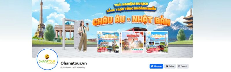 Ohana Tour - Fanpage Facebook chính thức với hơn 62.000 followers. Chuyên tour Châu Âu, Nhật Bản, dịch vụ visa, tour du lịch quốc tế uy tín.