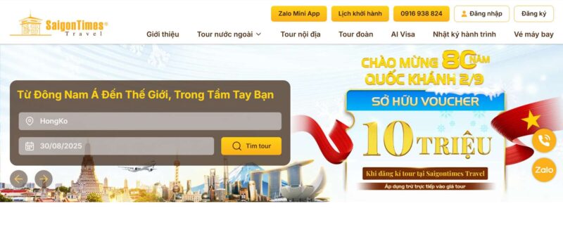 SaigonTimes Travel - Công ty du lịch Sài Gòn Thời Đại chuyên tour trong nước, quốc tế, visa và vé máy bay uy tín tại TP.HCM