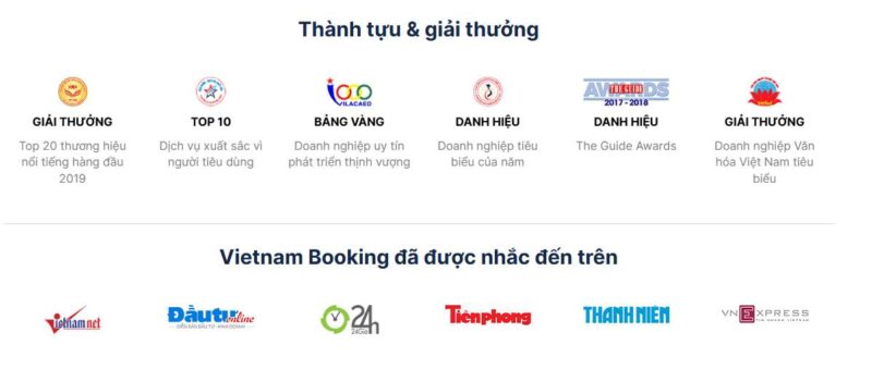 Top 10 công ty visa uy tín tại Quận 1 42 Vietnam Booking đạt nhiều giải thưởng uy tín: Top 20 thương hiệu nổi tiếng 2019, Top 10 dịch vụ xuất sắc vì người tiêu dùng, doanh nghiệp tiêu biểu của năm, The Guide Awards 2017–2018, doanh nghiệp văn hóa Việt Nam tiêu biểu.