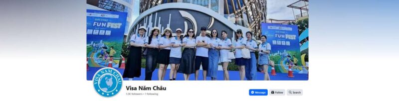 Visa Năm Châu - Fanpage Facebook chính thức với hơn 1.500 followers. Chuyên dịch vụ xin visa Mỹ, Châu Âu, Châu Á, tư vấn thủ tục nhanh chóng, uy tín tại TP.HCM.