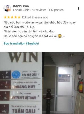 Khách hàng chia sẻ trải nghiệm tại Visa Năm Châu: nhân viên tư vấn tận tình, chu đáo, hỗ trợ thủ tục visa nhanh chóng. Văn phòng tại 25A Mai Thị Lựu, TP.HCM.