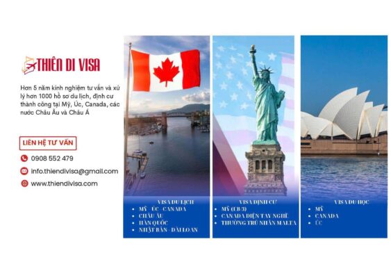 Thiên Di Visa - dịch vụ tư vấn visa du lịch, công tác, du học và định cư tại Mỹ, Canada, Úc, châu Âu, châu Á với tỷ lệ đậu cao.