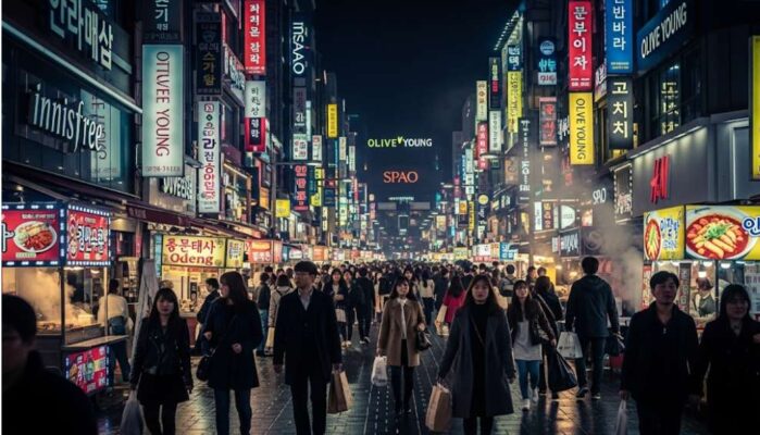 Myeongdong canh dem Seoul