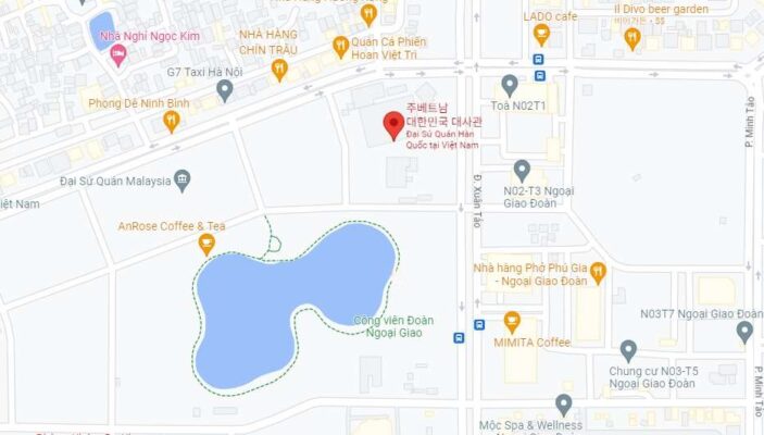 Địa Chỉ KVAC và Đại Sứ Quán Hàn Quốc Tại Việt Nam 2025 (Cập Nhật Mới Nhất) 8 Bản đồ đường đến Đại sứ quán Hàn Quốc tại Hà Nội