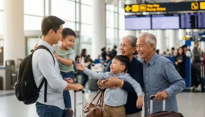 gia dinh doan tu cam dong tai san bay duc nho visa duc