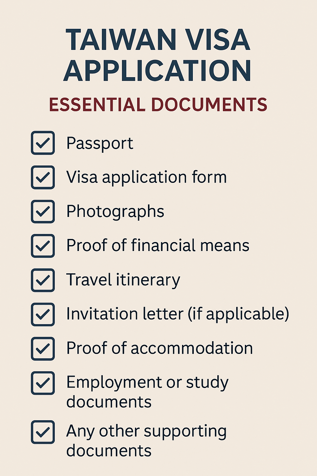 Hình minh họa hồ sơ xin visa Đài Loan