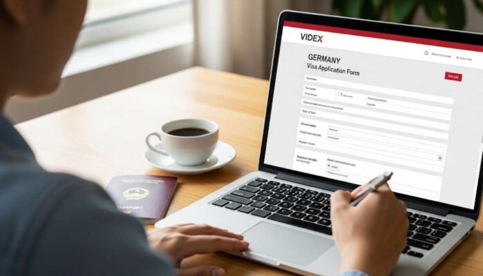 nguoi viet nam dien don xin visa duc online tren laptop