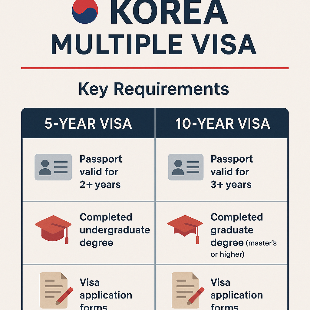 Biểu đồ so sánh visa multiple Hàn Quốc 5 năm và 10 năm