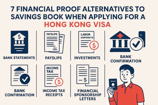 Infographic 7 phương án thay thế sổ tiết kiệm khi xin visa Hong Kong