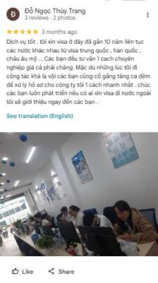 Visa5S Có Uy Tín Không? Tổng Hợp Đánh Giá Từ Khách Hàng 2025 13 Khách hàng chia sẻ trải nghiệm tích cực khi sử dụng dịch vụ visa quốc tế, đánh giá cao sự tận tâm và chuyên nghiệp