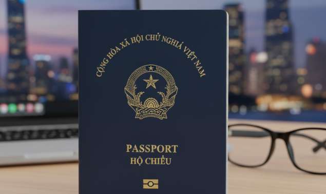 Sổ tiết kiệm và hộ chiếu được chuẩn bị sẵn sàng cho việc chứng minh tài chính xin visa Hong Kong.