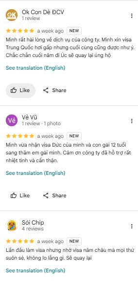 Hình ảnh hai bài đánh giá 5 sao từ khách hàng, khen ngợi dịch vụ tốt và hỗ trợ nhanh chóng. 
