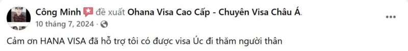 đánh giá của khách hàng trên fanpage Ohana Visa