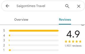 SaigonTimes Travel Có Uy Tín Không? Tổng Hợp Đánh Giá Từ Khách Hàng 2026 11 Ảnh chụp màn hình đánh giá của Saigontimes Travel trên Google, hiển thị điểm số gần như tuyệt đối 4.9 sao từ 1,907 lượt nhận xét của khách hàng.
