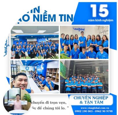 Hình ảnh đội ngũ chuyên nghiệp của VisaGlobal, những người đứng sau các hoạt động cộng đồng và thành công của công ty trong 15 năm.
