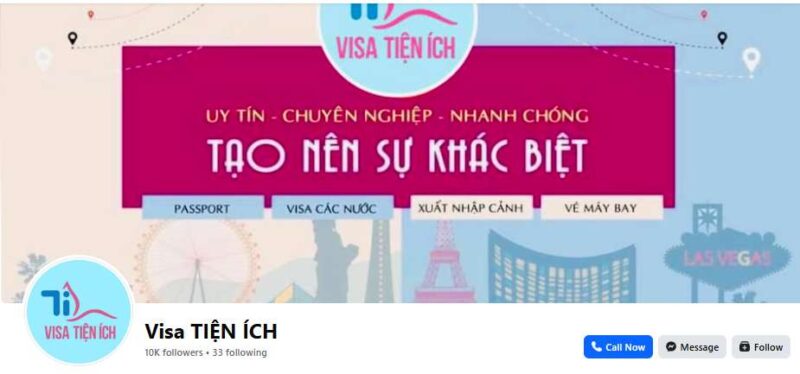 Visa Tiện Ích Có Uy Tín Không? Tổng Hợp Đánh Giá Từ Khách Hàng 2026 9 Giao diện fanpage Facebook của Visa Tiện Ích với 10 nghìn người theo dõi, nổi bật với slogan "Uy tín - Chuyên nghiệp - Nhanh chóng".