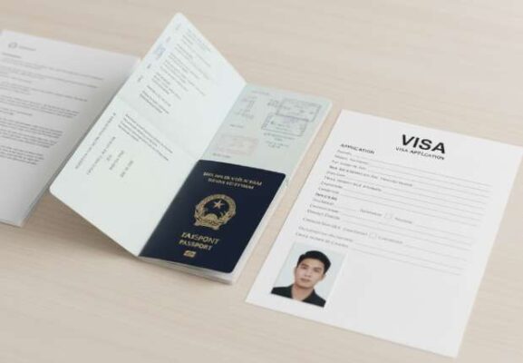 Địa Chỉ Nộp Hồ Sơ Xin Visa Hong Kong Tại Việt Nam - Hướng Dẫn Chi Tiết 2025 4 Các giấy tờ cần thiết trong bộ hồ sơ xin visa Hong Kong được sắp xếp gọn gàng trên bàn làm việc.