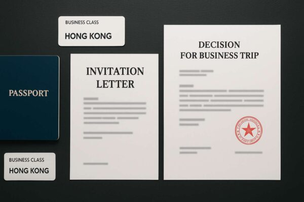 Các giấy tờ cần thiết cho hồ sơ xin visa công tác Hong Kong, bao gồm thư mời và quyết định công tác.