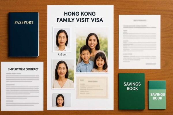 Các giấy tờ cần thiết cho bộ hồ sơ xin visa thăm thân Hong Kong, bao gồm giấy tờ cá nhân và chứng minh quan hệ.