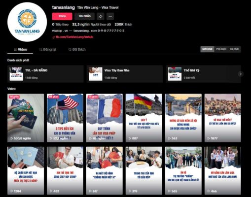 Visa Tân Văn Lang Có Uy Tín Không? Tổng Hợp Đánh Giá Từ Khách Hàng 2026 17 Giao diện kênh TikTok của Tân Văn Lang (@tanvanlang) với hơn 32 nghìn người theo dõi, chuyên chia sẻ các video mẹo phỏng vấn và quy trình làm visa.