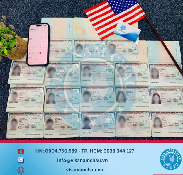 Visa Mỹ 40 Rất nhiều hộ chiếu được dán visa đi Mỹ thành công của khách hàng sử dụng dịch vụ tại Visa Năm Châu.