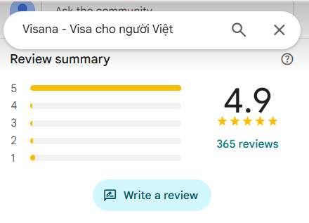VISANA Có Uy Tín Không? Tổng Hợp Đánh Giá Từ Khách Hàng 2026 13 Đánh giá 4.9 sao của Visana trên Google với 365 lượt review, khẳng định dịch vụ visa uy tín cho người Việt.