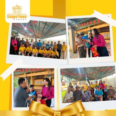 SaigonTimes Travel Có Uy Tín Không? Tổng Hợp Đánh Giá Từ Khách Hàng 2026 18 Collage ảnh hoạt động thiện nguyện của đội ngũ SaigonTimes Travel, trao quà và lan tỏa yêu thương đến những người có hoàn cảnh khó khăn tại cộng đồng.