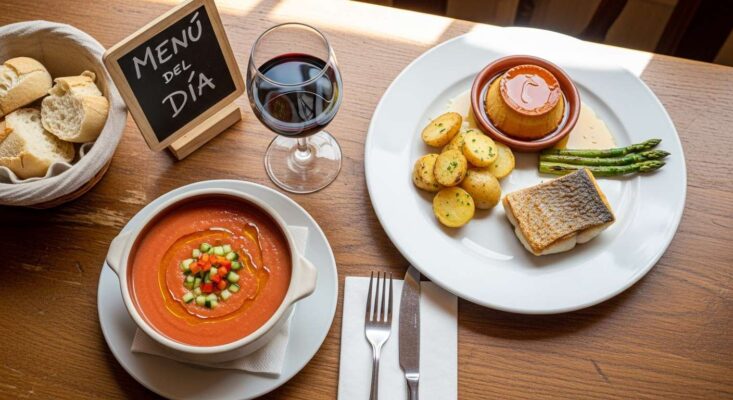 Một bữa trưa "set lunch" (menu del día) thịnh soạn 3 món tại nhà hàng với giá rẻ.