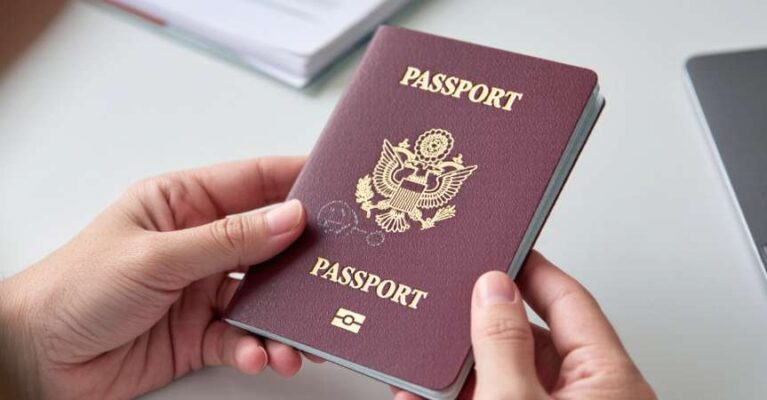 Chuyên viên đang cẩn thận kiểm tra danh sách và hộ chiếu của đoàn, đảm bảo tỷ lệ đậu 98%.