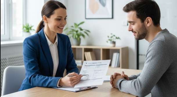 Chuyên viên đang tư vấn chi tiết về hồ sơ xin visa Canada cho khách hàng tại TPHCM.
