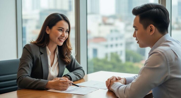 Chuyên viên  tư vấn visa lao động Hàn Quốc 1-1 cho khách hàng tại Hà Nội.