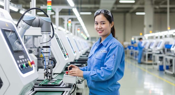 Lao động Việt Nam làm việc tại nhà máy hiện đại ở Nhật Bản nhờ dịch vụ visa tại TPHCM.