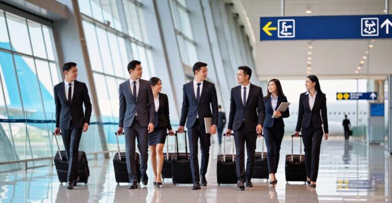 Đoàn doanh nghiệp Việt Nam từ Hà Nội đi công tác Trung Quốc, minh họa cho dịch vụ visa đoàn công tác.
