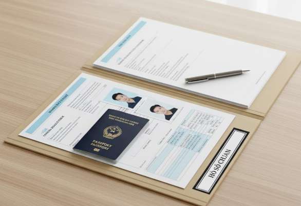 Một bộ hồ sơ xin visa du lịch Nhật Bản tự túc được sắp xếp ngăn nắp, đầy đủ giấy tờ, thể hiện sự chuẩn hóa và chuyên nghiệp.