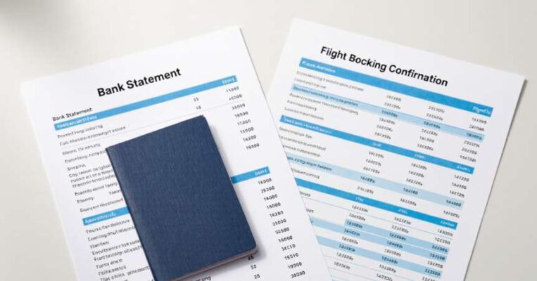 Dịch Vụ Gia Hạn Visa Đài Loan Nhanh - Tỷ Lệ Đậu Cao Tại TPHCM 2026 7 Bộ hồ sơ xin visa du lịch Đài Loan được sắp xếp gọn gàng, bao gồm hộ chiếu, sổ tiết kiệm và booking vé máy bay.