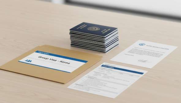 Một bộ hồ sơ xin visa đoàn Hàn Quốc được sắp xếp hoàn chỉnh, chuẩn mực theo yêu cầu của Đại sứ quán.