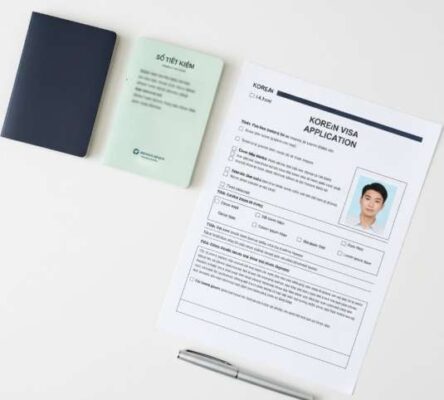 Dịch Vụ Visa Du Lịch Hàn Quốc Tự Túc Tại TP.HCM – Trọn Gói, Có Visa Sau 7 Ngày 4 Một bộ hồ sơ xin visa du lịch Hàn Quốc tự túc đã được sắp xếp đầy đủ, bao gồm hộ chiếu, sổ tiết kiệm và đơn từ.