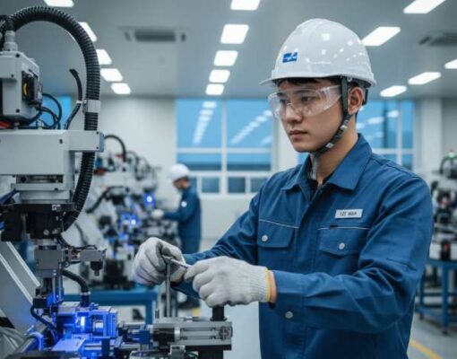 Dịch Vụ Visa Lao Động Hàn Quốc Tại Hà Nội 2025 - Uy Tín, Trọn Gói 4 Kỹ sư Việt Nam (visa E-7) đang làm việc trong nhà máy công nghệ cao tại Hàn Quốc.