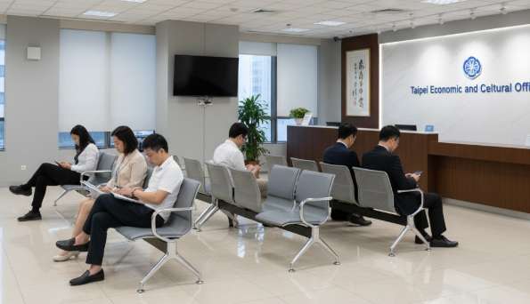 Phòng chờ phỏng vấn tại Văn phòng Kinh tế và Văn hóa Đài Bắc tại Hà Nội, nơi phỏng vấn visa kết hôn Đài Loan.