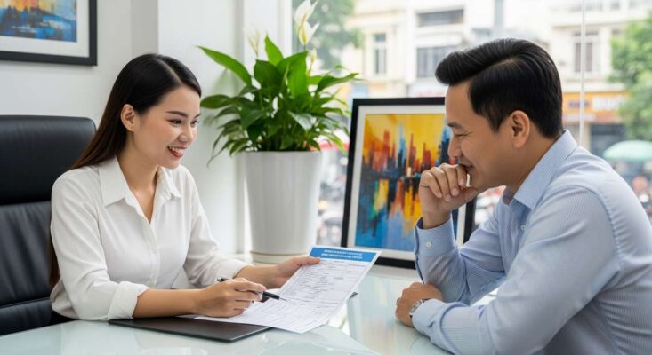 Chuyên viên tư vấn visa Đức tại TPHCM đang hỗ trợ khách hàng 1-1, thẩm định hồ sơ.