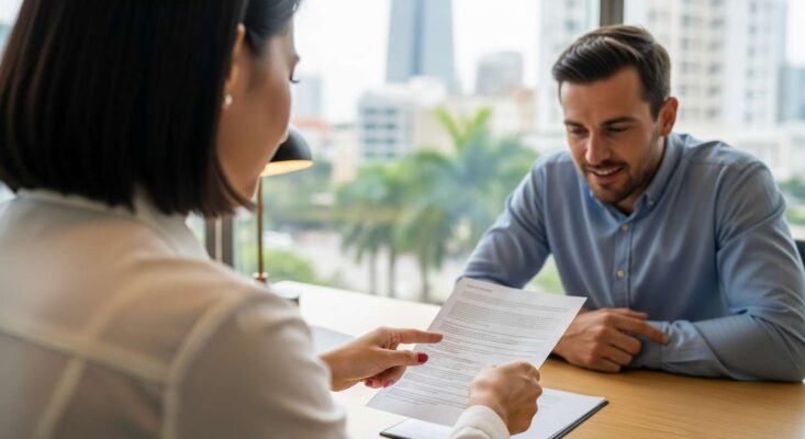 Chuyên viên tư vấn visa Úc chuyên nghiệp tại TPHCM đang hỗ trợ khách hàng 1-1.
