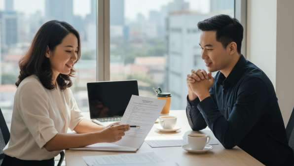 Dịch Vụ Visa Du Lịch Ý Tự Túc Tại TP.HCM – Hồ Sơ Gọn, Có Visa Ngay Từ Lần Đầu Nộp 5 Chuyên viên tư vấn dịch vụ visa du lịch Ý tại TP.HCM đang giải thích chi tiết hồ sơ cho khách hàng.