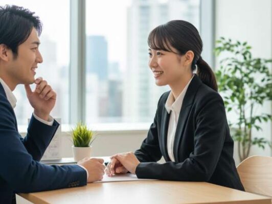 Chuyên viên tư vấn dịch vụ gia hạn visa Nhật Bản tại TPHCM đang trao đổi tận tâm với khách hàng doanh nghiệp.