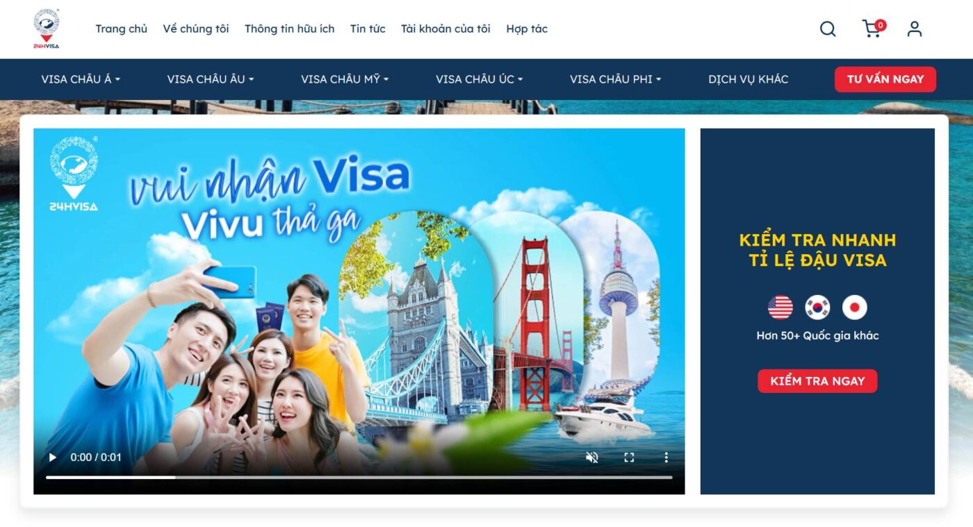 Top 10 công ty chuyên Visa Đài Loan uy tín Tại TPHCM 37 Giao diện trang chủ 24h Visa - Một trong các công ty chuyên visa Đài Loan uy tín tại TPHCM.