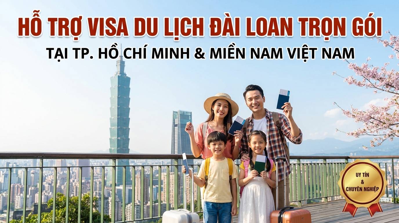 Hỗ trợ làm visa du lịch Đài Loan trọn gói tại TP.HCM và các tỉnh Miền Nam.